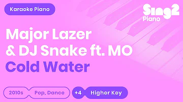 Cold Water - Major Lazer, Justin Bieber, MØ (Higher Key) Karaoke Piano