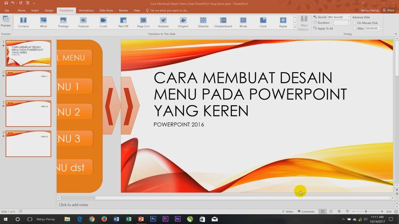 Cara membuat animasi  dan desain menu pada powerpoint  yang 