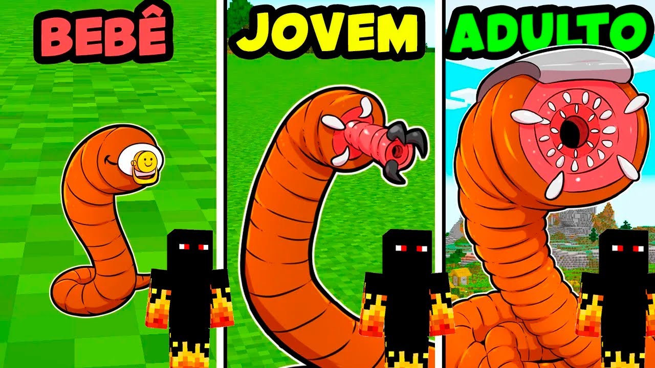 Virei MINHOCA ATHOS no MINECRAFT do Bebê ao Adulto