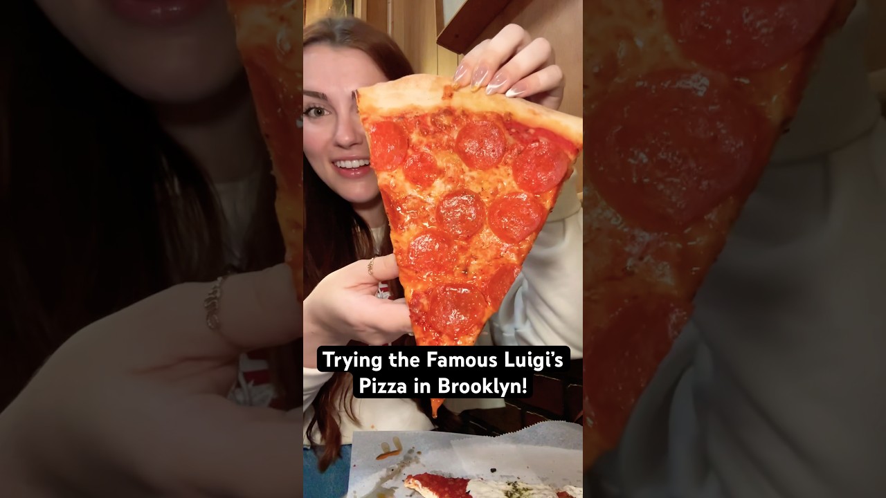 Trying the famous Luigi&rsquo;s Pizza in Brooklyn! #foodie #pizza #nycfood #eating #shorts