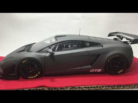 AUTOart 1/18 Lamborghini Gallardo GT3 FLe Mat Grijs - YouTube