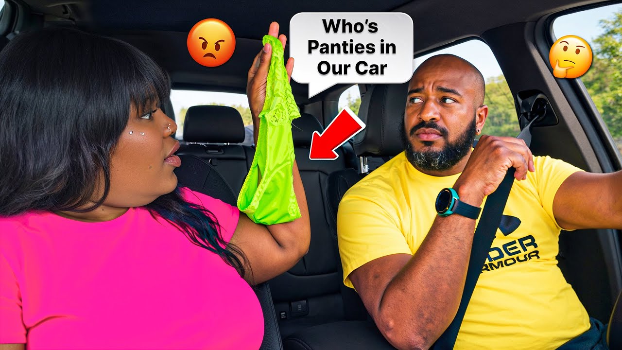 Женщина в трусиках на заднем сиденье, чтобы узнать реакцию моего мужа-ямайца.