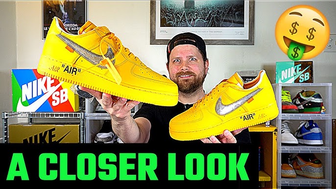 Off White Nike Air Force 1 University Gold Sneaker Unboxing 