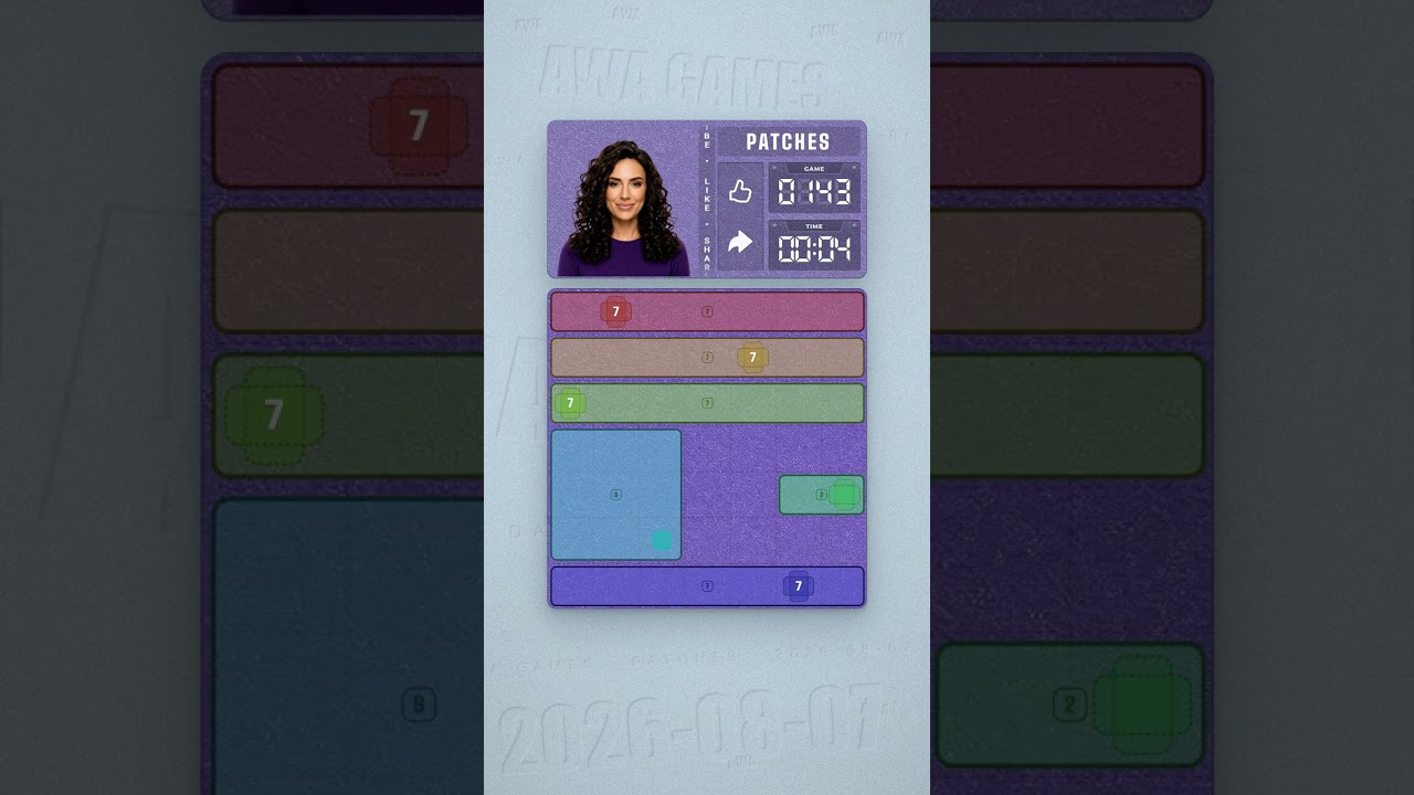 LinkedIn Patches #143 solved board for August 7, 2026, 7x7 grid
