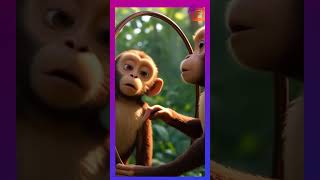 The Monkey and the Mirror | Funny Moral Story | Monkey & Mirror Short #shorts