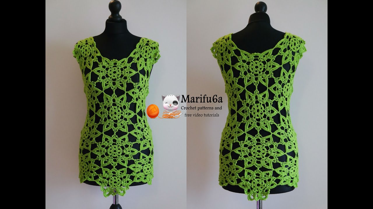 How to crochet lime top tunic with motifs free tutorial ...