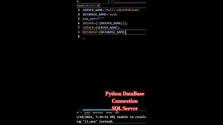 Python DataBase connectivity using SQL Server #python #sql #sqlserver #database #sqlview #mysql