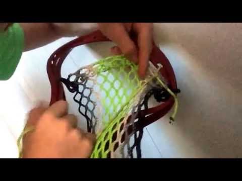 How to string a ten diamond top string lacrosse stick.