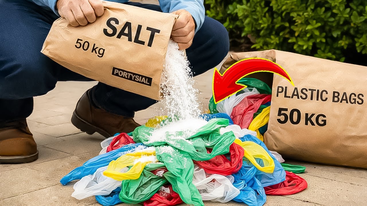 Смешайте полиэтиленовые пакеты с солью! Миллионы людей не знают этого секрета😱!