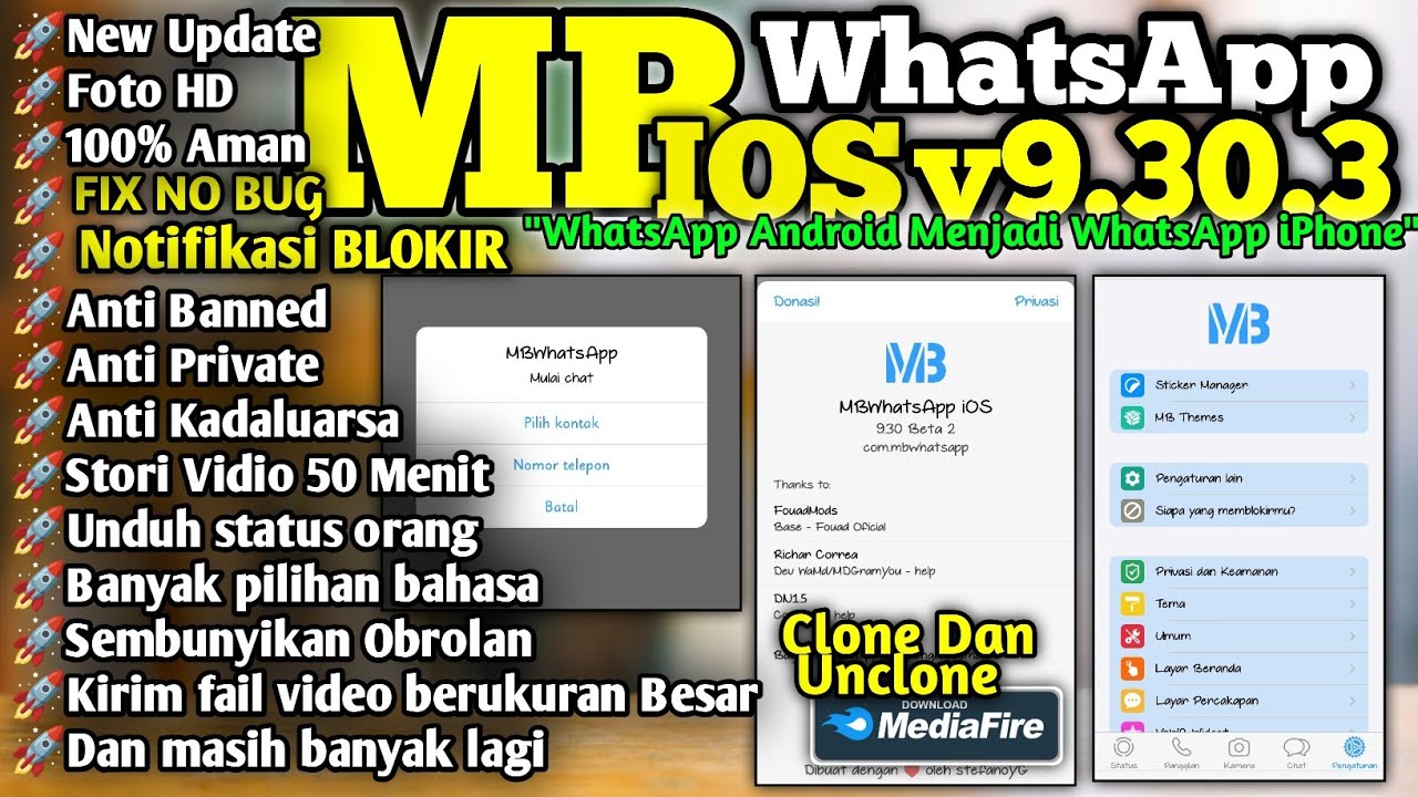 MB Whatsapp IOS Terbaru 2022 - MB Whatsapp IOS v9.30 Beta 2 New Update ❗Fix No BUG 🗿