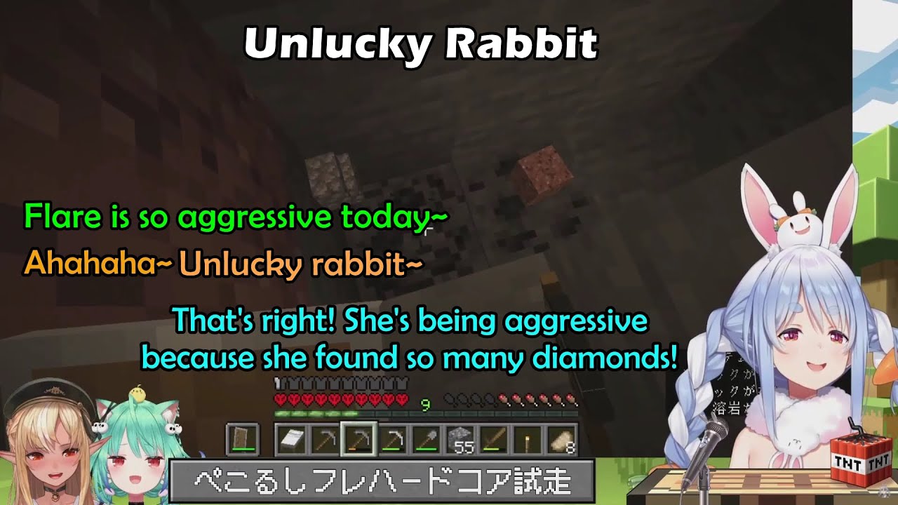 Shiranui Flare, Uruha Rushia, and Usada Pekora Hilarious Mining In Hardcore Mode【Hololive Eng Sub】