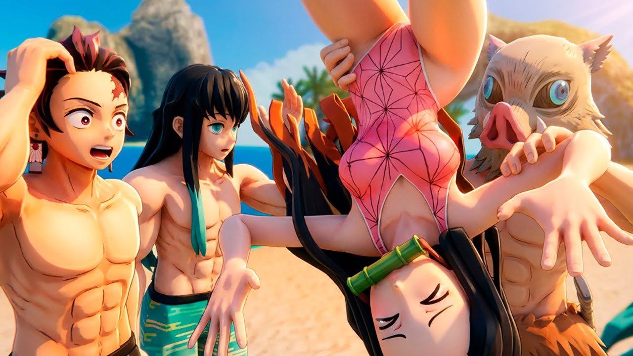 🔥 CAOS TOTAL na PRAIA do Demon Slayer! Nezuko foi JOGADA sem piedade!