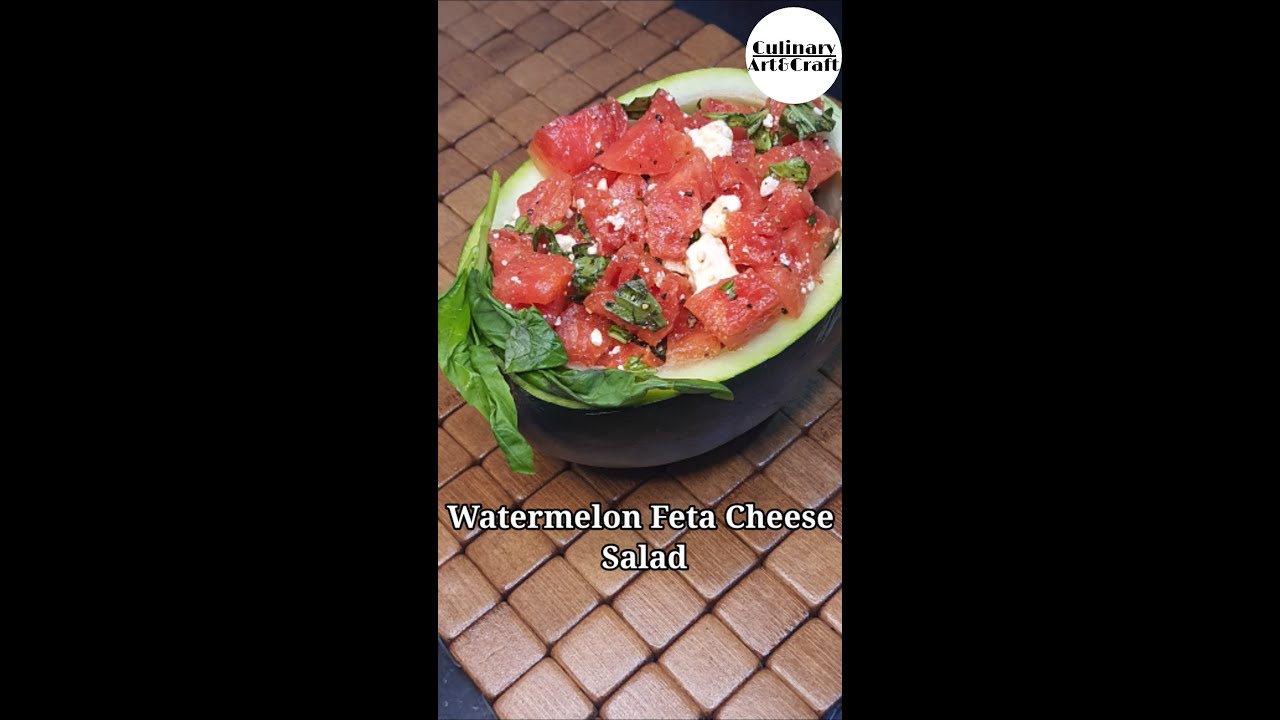 Watermelon Feta Cheese Salad with Basil Leaves | Healthy Recipes 