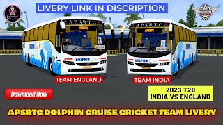 Cricket team livery for APSRTC DOLPHIN CRUISE VOLVO B11R BUS MOD bus simulator Indonesia