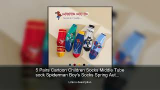 5 Pairs Cartoon Children Socks Middle Tube Sock Spiderman Boys Socks Spring Autumn Cotton Cute