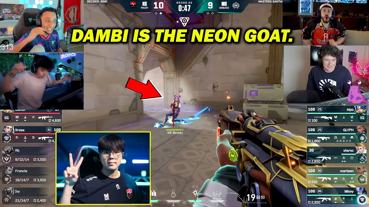 FNS Sliggy s0m & tarik React to NS Dambi’s UNBELIEVABLE NEON Plays vs M8 – VCT Masters Santiago