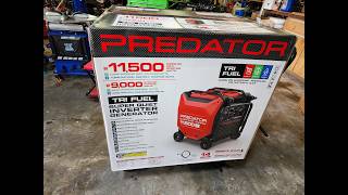 Predator 11,500 Tri-Fuel Inverter Generator Unbox, Setup and First Starts on Propane and Gas