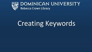 Creating Keywords