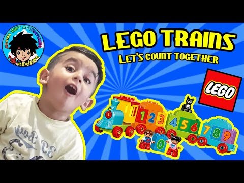 YouTube thumbnail: Learn To Count With Adam. Toy Review, Lego Train. Let's Count Together
