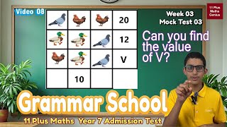 08  W3 Mock test  11 Plus Maths practice paper  for Grammar School Year7 Admission test SATs