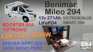 DIY ElectroCamper AC Benimar Mileo 294, Instalación Booster + Inversor + MPPT + Batería LiFePO4