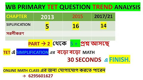SIMPLIFICATION |সরলীকরণ | part 2 | Primary TET Math |2013, 2015 & 2017 question solution