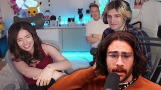 HasanAbi Does a Quick React to Pokimane and xQc Podcast - Sykkuno, TrainwrecksTv, Gambling