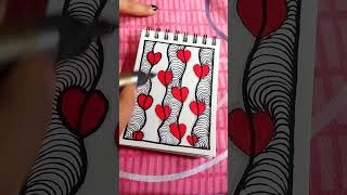 Satisfying Black & Red Doodle Drawing ❤️🖤#satisfying #relaxing #art #doodle #zentangle #stepbystep 