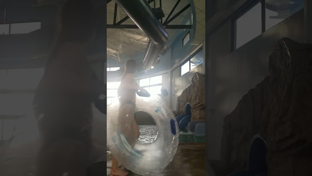 Going down the water slides at the Castle Rock Recreation Center