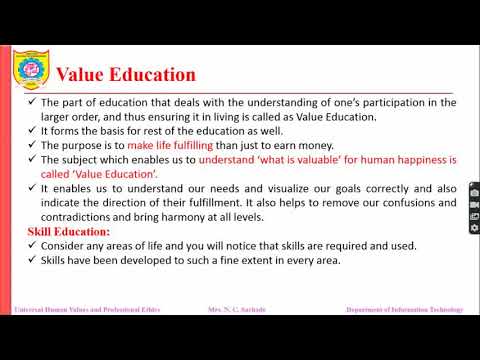 importance of value education in our life