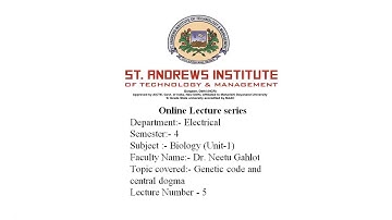 SAITM B.TECH EE SEM 4 BIOLOGY- I UNIT 1 LECTURE 5
