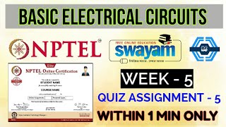 Basic Electrical Circuits - NPTEL || WEEK 5 QUIZ ASSIGNMENT SOLUTION || screenshot 4