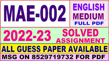 mae 002 solved assignment 2022-23 / mae 2 solved assignment in english / ignou maae