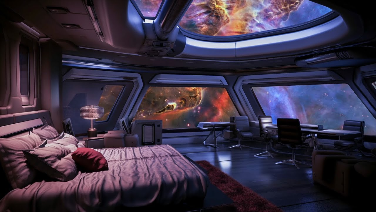 Spaceship ambience | Brown noise | Deep space sounds | Sleep, relax ...
