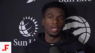Toronto raptors training camp quebec city practice - interview with
terence davis 2020 nba season 2019 champions & eastern conference
champio...