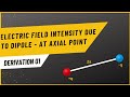 Electric field due to dipole at axial point || DERIVATION 01 || CBSE 12th Physics
