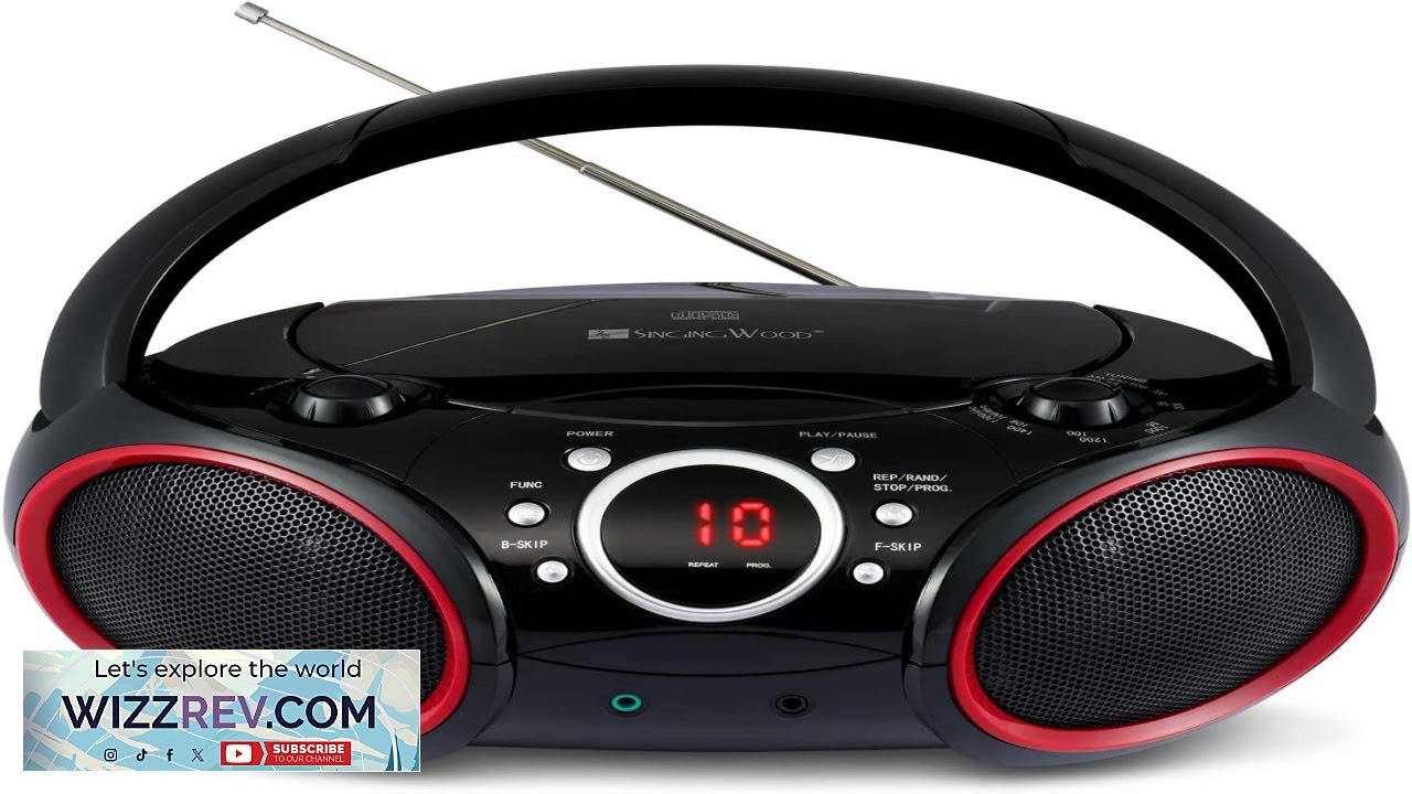 SINGING WOOD 030C Portable CD Player Boombox with AM FM Stereo Radio