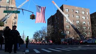 NYPD Highway District Mototcycle Escort Passing By Ocean Parkway In Brooklyn, New York.