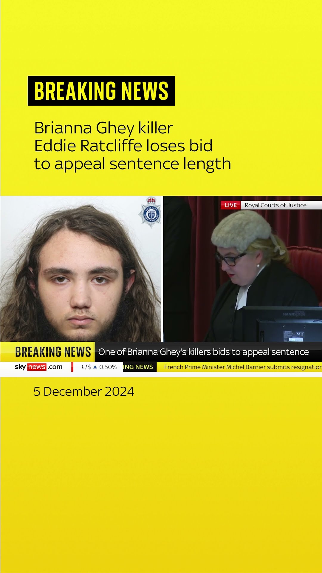 Brianna Ghey killer Eddie Ratcliffe loses bid to appeal sentence length