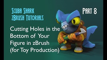 Cutting Production Holes in Your 3D Model in zBrush - Scuba Shark Tutorial PART 8