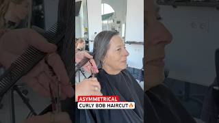 ASYMMETRICAL CURLY BOB HAIRCUT: Complete Tutorial Linked Below! 🔥🔥🔥