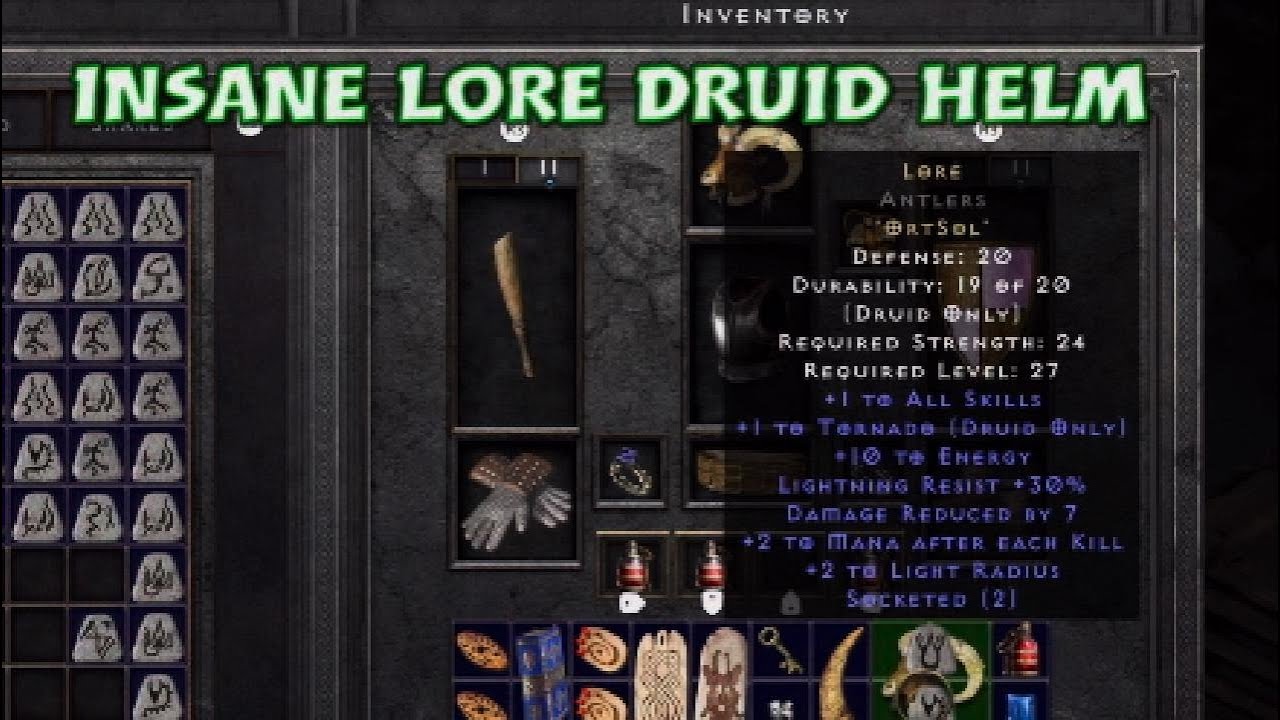 Diablo 2 Resurrected Lore Runeword | Insane Lore Druid Helm !! - YouTube