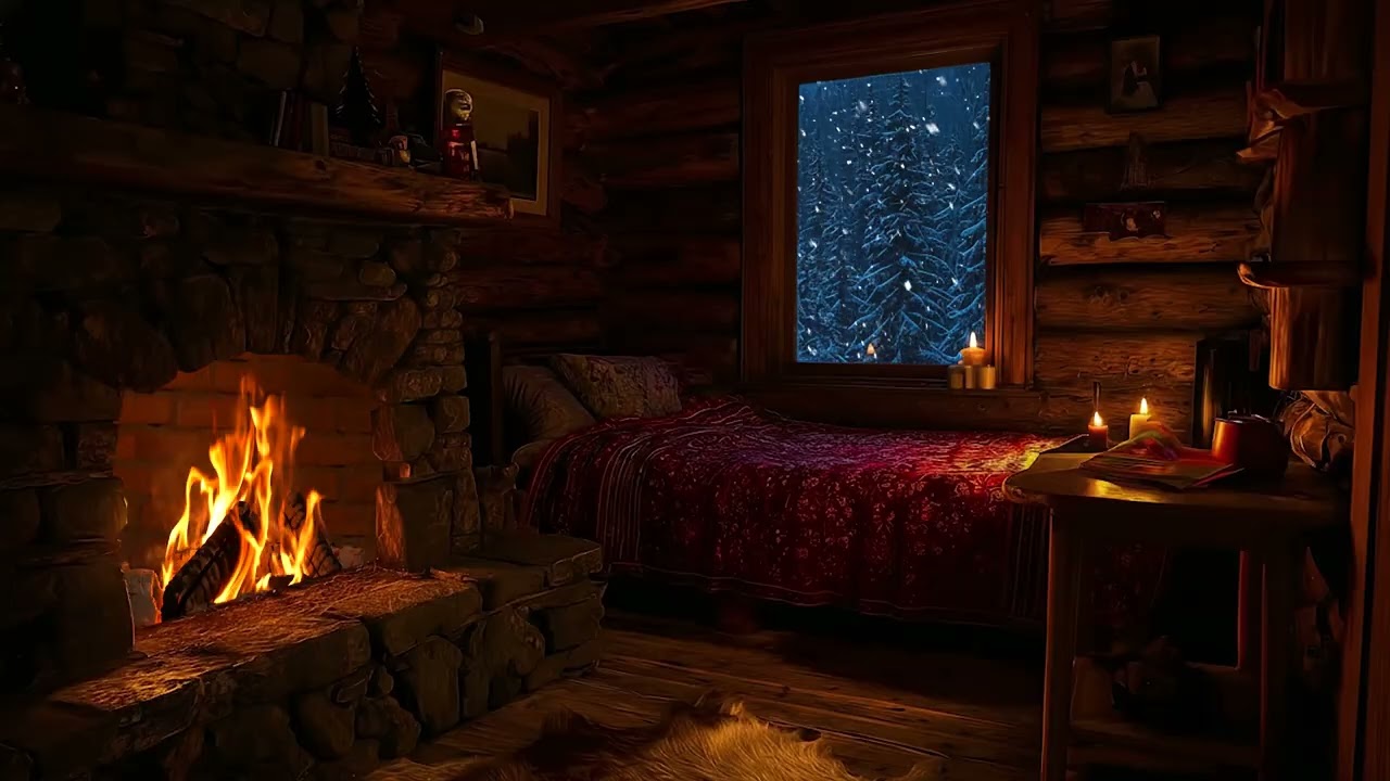 Deep Sleep in a Cozy Winter Van ❄️ Crackling Fireplace & Blizzard Ambience