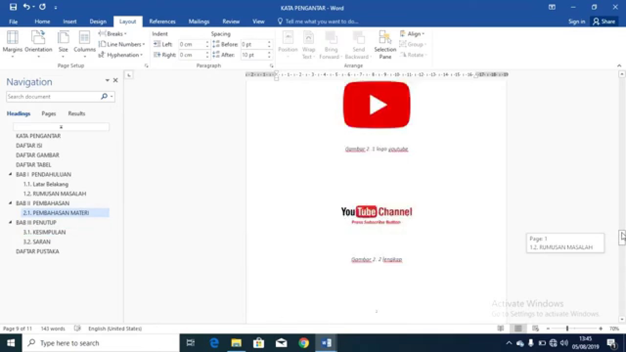 Cara Membuat daftar tabel otomatis pada microsoft word