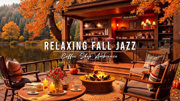 Cozy Fall Porch Ambience 🍂 Smooth Jazz Instrumental Music & Crackling Fireplace for Relaxing, Work