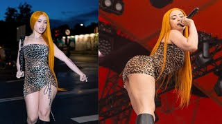 Ice Spice shows off her figure in a skin-tight leopard mini dress and knee  boots as she performs - YouTube