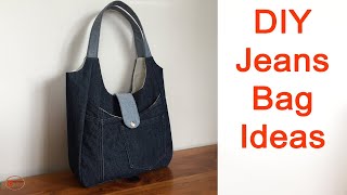 RECYCLE JEANS INTO BAGS | JEANS BAG MAKING AT HOME | DIY JEANS HANDBAG TUTORIAL | DIY BAG SEWING