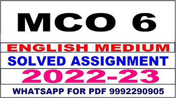 mco 6 solved assignment 2022-23 in english | mco 6 solved assignment 2022-23 | mco 6 2023