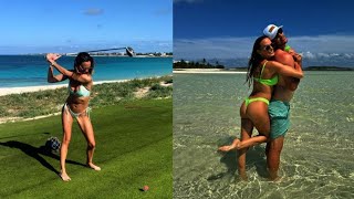 Jena Sims Tries Her Hand At Golf During Vacation With Liv Star Brooks Koepka