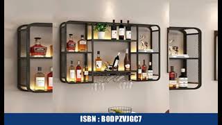 Industrial Bar Bottle Rack Metal Wall Mounted Wine Rack Holder Hanging Wine Cup Floating Bar
